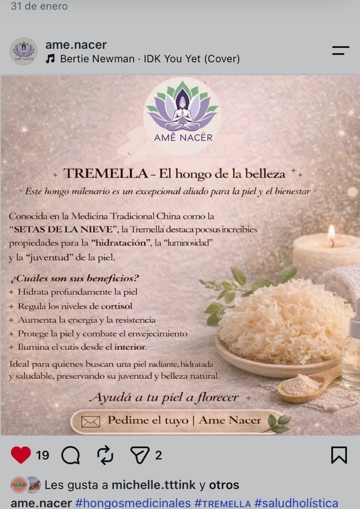 Publicación de Instagram de AMÊ NACÊR