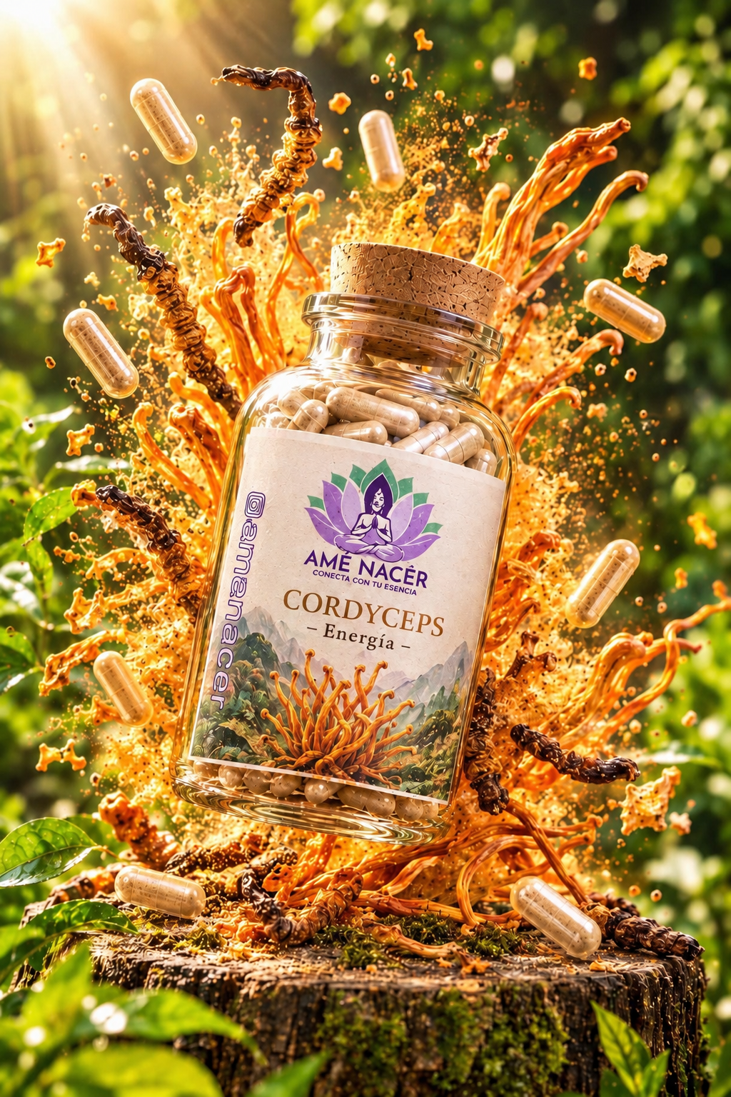 Cordyceps en cápsulas y polvo